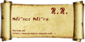 Müncz Míra névjegykártya